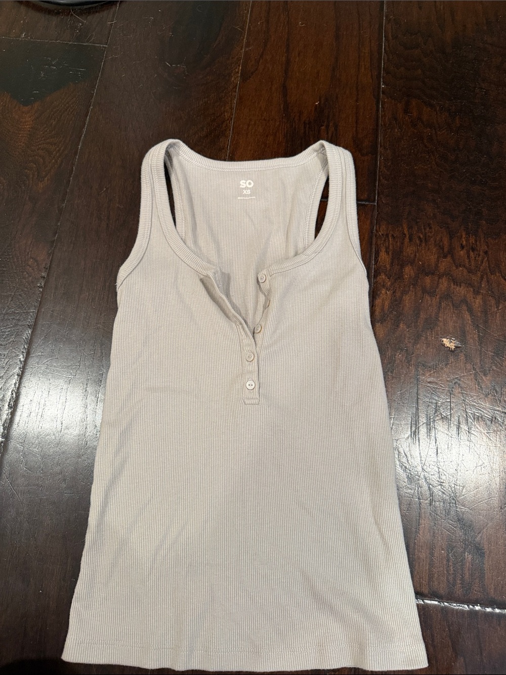 SO Ribbed Henley Tank Top in Light Taupe
